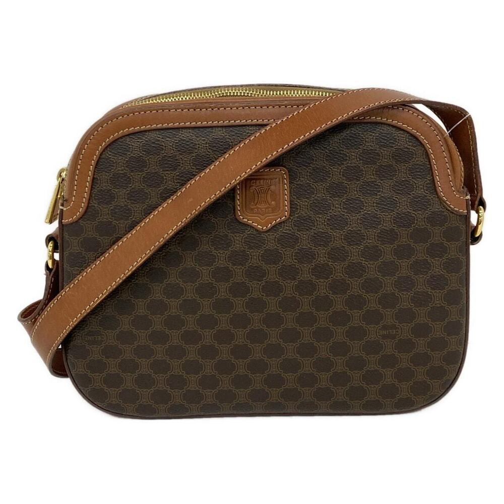 CELINE Macadam shoulder bag crossbody dark brown leather